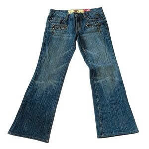 7 for All Mankind Vintage Bejeweled Paisley Flare Jeans Size 28 Dark Wash